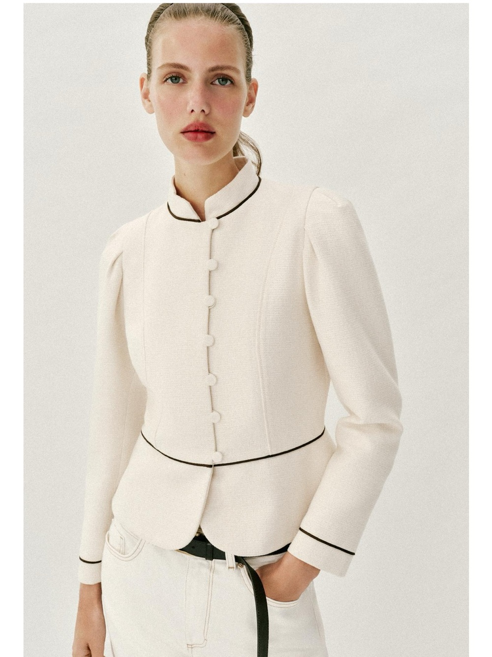 ZARA TAILORED CONTRAST PIPING BLAZER